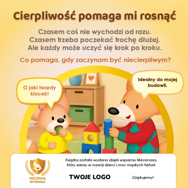 Przykład oznaczenia Mecenasa Wspierającego na rozkładówce